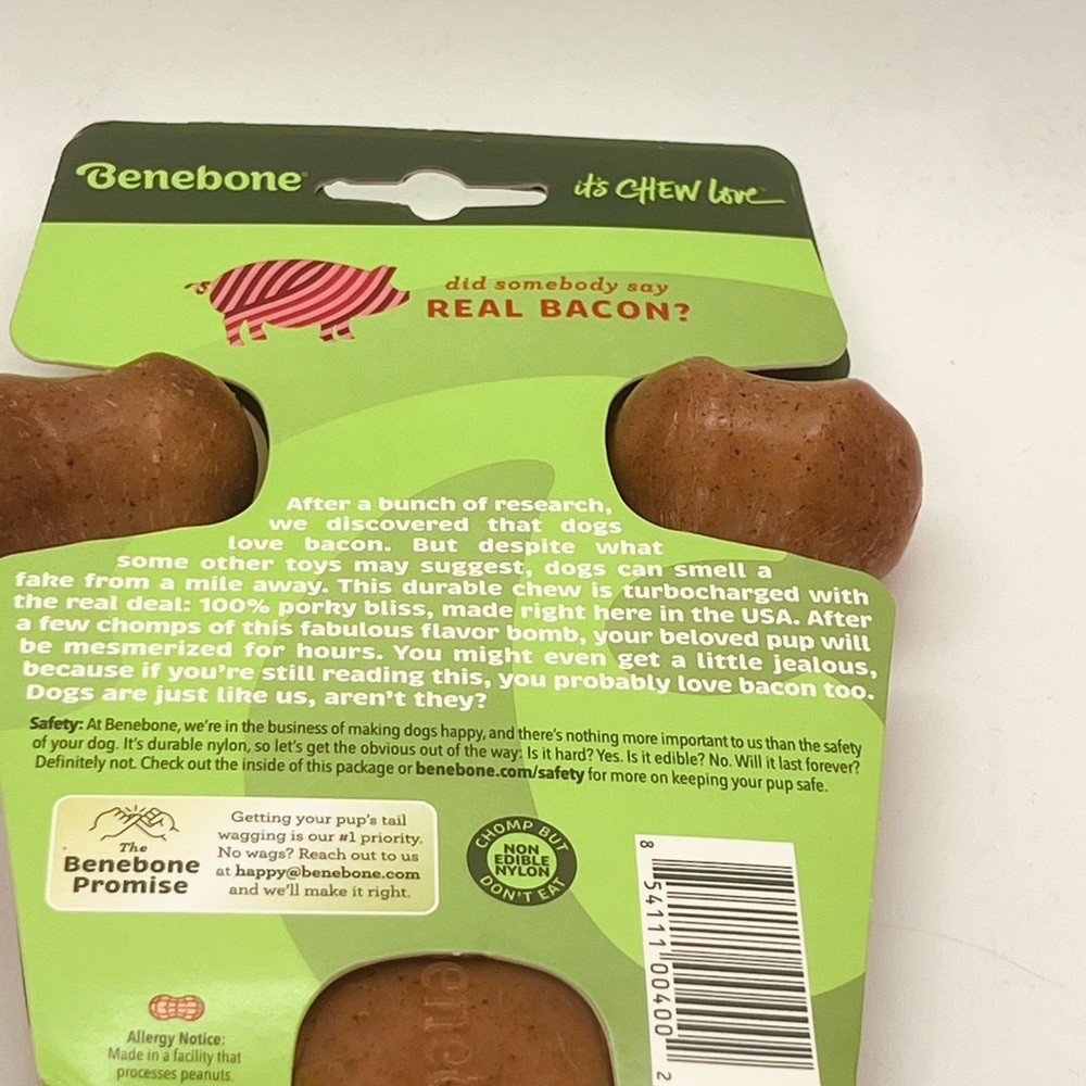 NWT Benebone Bacon Flavor Wishbone Dog Toy Size Medium (under 60 pounds) - Picture 8 of 8